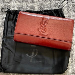 Grained shiny leather Saint Laurent Envelope clutch